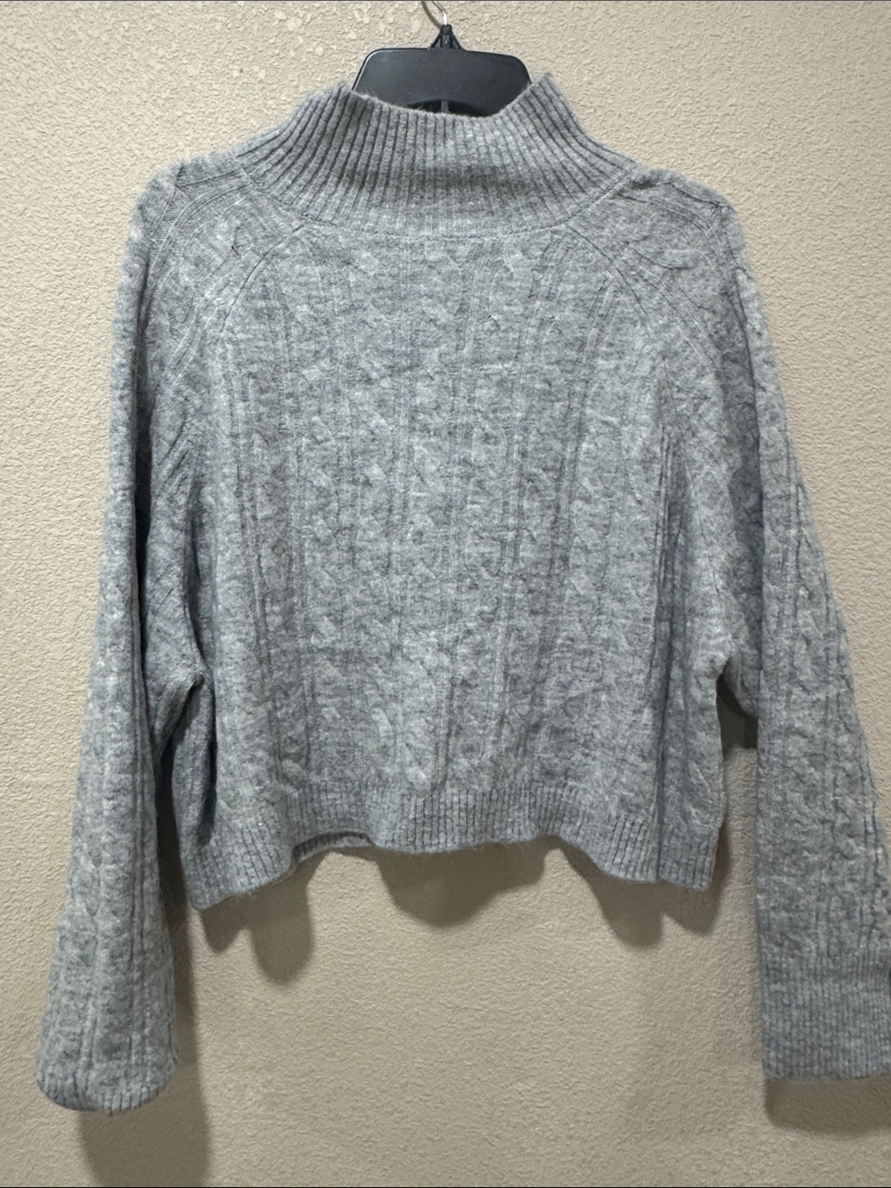 JoyLab Light Gray Cable Turtleneck Sweater